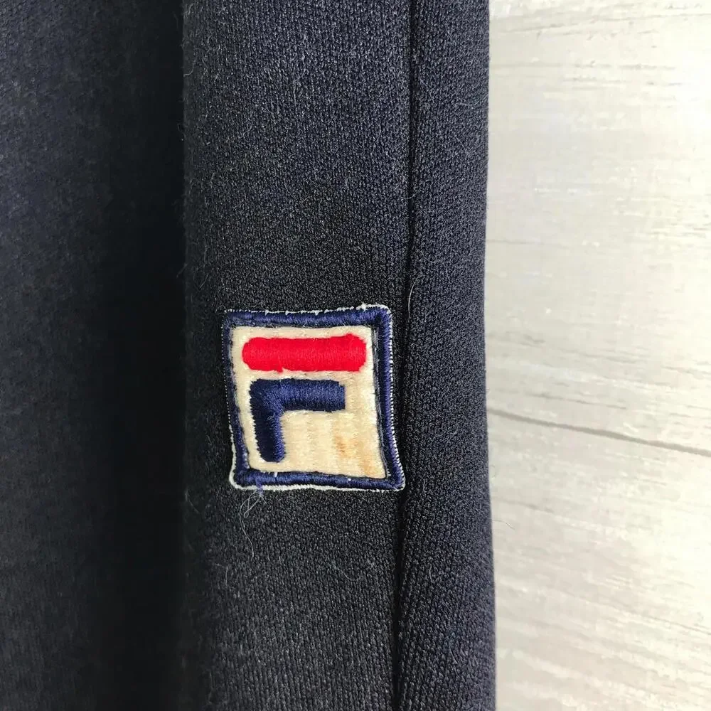 Vintage Fila 1977 - Navy blue pull on stretch creased pants 70s, sz 32 US